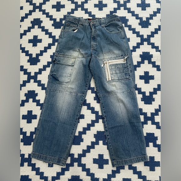 Vintage Y2K SouthPole Baggy Loose Fit Denim Jeans Streetwear Rap Hip Hop 32x32